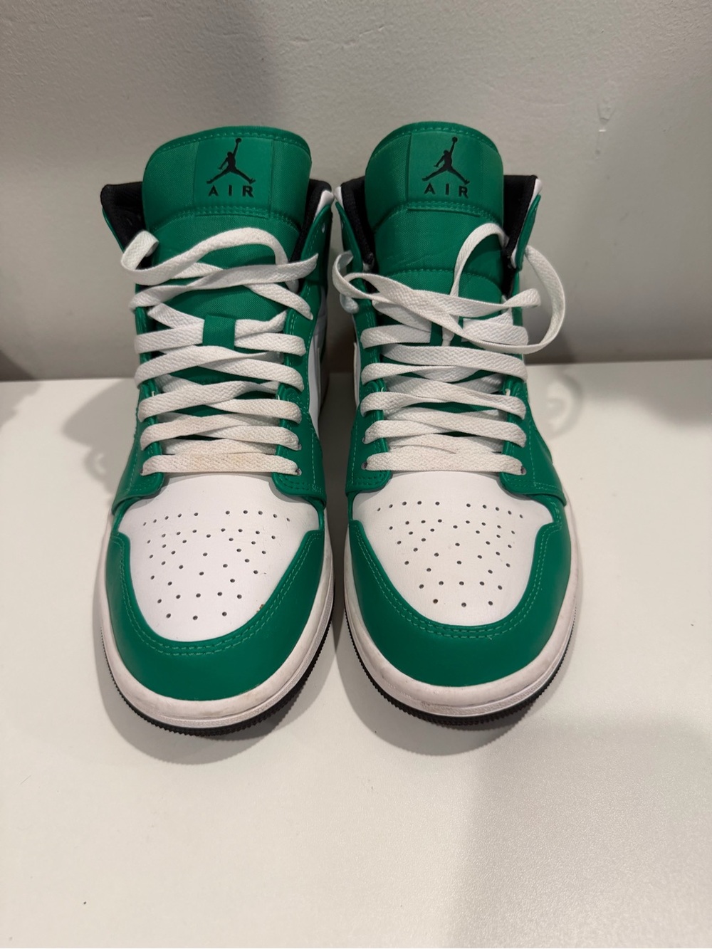 Jordan Mid-Top Sneakers in White, Green, and Black